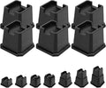 shouwuhho Bed Risers 3 inch, Furniture Risers Elevation in Heights 3 Inch Heavy Duty, Bed Lift Risers for Caster Wheels or Posts of Bed Table Couch, Support up to 6000 lbs, Black, 6 Pack