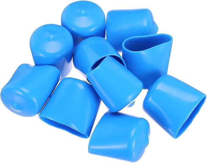 uxcell 10pcs Rubber End Caps 22mm(7/8") ID Vinyl Round End Cap Cover Screw Thread Protectors,Light Blue