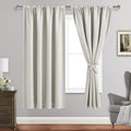 JIUZHEN Blackout Curtains for Bedroom - Thermal Insulated Room Darkening Rod Pocket Curtains for Living Room, Set of 2 Panels with Tiebacks, 52 x 72 Inch Length, Ivory