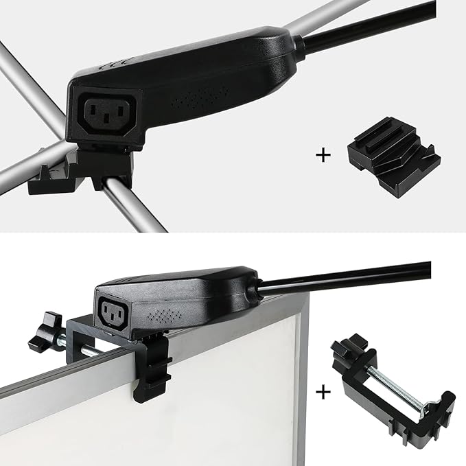 Trade Show Lights LED Display and Exhibit Arm Lighting, Connectable Tradeshow Lights Included Clamps, Mounting Brackets, Power Cables, Connect Cables (2pcs Black) (Black)
