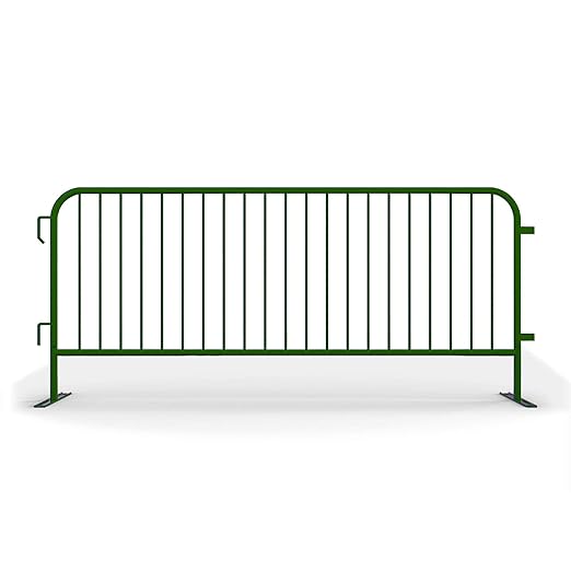 Angry Bull Barricades Metal Interlocking Steel Barricade (8.5 Ft. Heavy Duty, Flat Feet, Green Powder Coated, Set of 20)