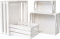 Large Wooden Crates Set of 4 Decorative Storage Box with Handles, Rustic Whitewashed Farmhouse Wooden Crates for Display, Living Room Container Baskets Box for Kitchen, Pantry, Bedroom