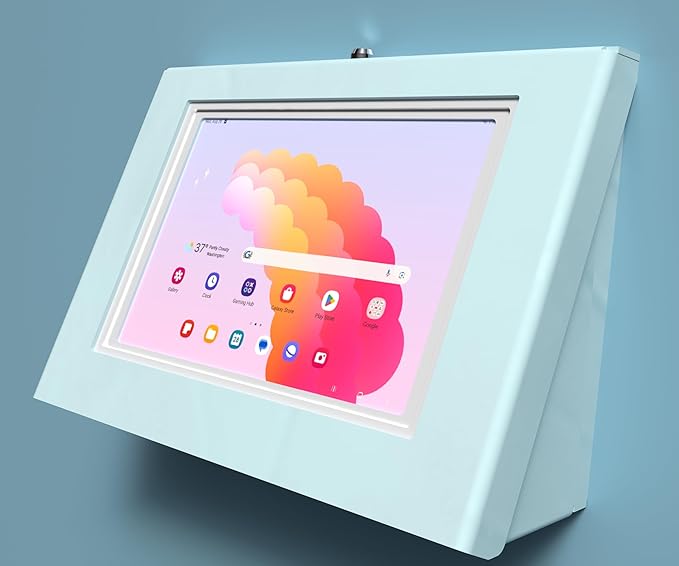 TABcare Easy Wall Mount Security Tablet Kiosk for Samsung Galaxy TAB S6 Lite 10.4" Tablet Designed for Integration of USB Hub, Printer, CC Reader & All Your Peripherals (White)