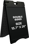 Jumbl A-Frame Signboard 15.7” x 26” Display Surface – Small Outdoor Sandwich Board w/Weather Resistant PVC Sign Protector & Sand Fill Holes – Dual Signage Stand for Storefront Sidewalk Curb (Black)