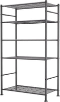 5 Tier Shelf Organizer Rack, Metal Shelving Unit with Adjustable Leveling Feet, Space-Saving Storage Shelves for Garage Closet Laundry Bathroom Kitchen Pantry, 33.07”Wx12.6”Dx72.04”H,Black