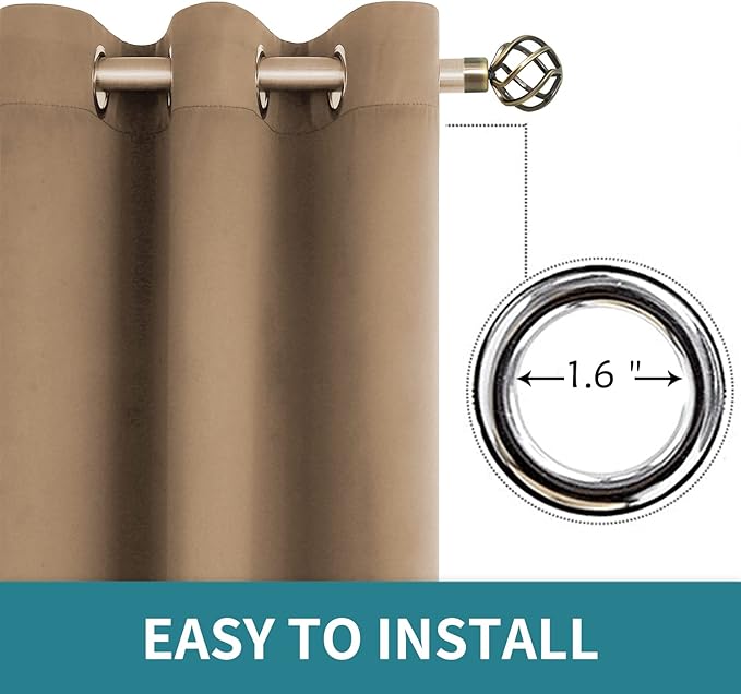 BGment Blackout Curtains for Living Room - Grommet Thermal Insulated Room Darkening Curtains for Bedroom, 2 Panels of 52 x 84 Inch, Taupe