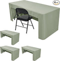 HolidayIdeas Open Back Fitted Tableclothss for 6 Foot Rectangle Table, Wrinkle Resistant Washable Table Covers 72x30 Inch for Craft Fairs, Banquets, Trade Show Display, Sage Green,4 Pcs