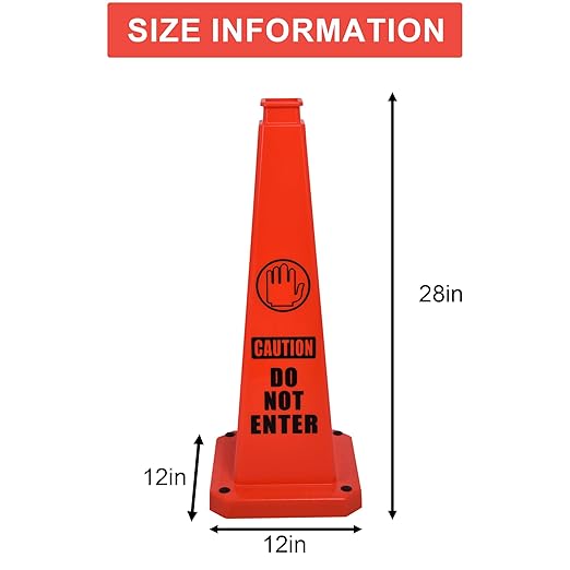 OrangeStar 3-Pack 28" Do Not Enter Cones, Large 4-Sided No Entry Message Safety Cones with Heavy Rubber Base for Indoor Outdoor Use, Traffic Control, Security, Warehouse Safety