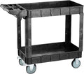 Heavy Duty Utility Service Cart 2 Shelves 550 Pounds Capacity Rolling Workshop Cart with Wheels Parts Cart for Maintenance Professional Worker Garden Garage (2 Tier, 40.5"D x 17.3"W x 34"H)