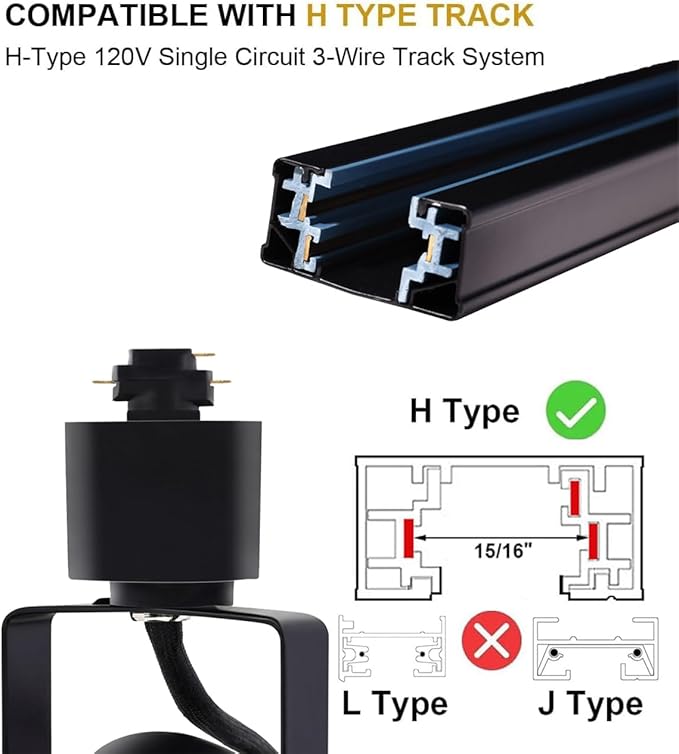 Dimmable LED Track Light Heads with Adjustable Color (2700K-6500K), 10W 1000LM 24° Beam, Flicker Free CRI90+, H Type Spotlight Fixtures for Art Accent Task - Black (16 Pack)