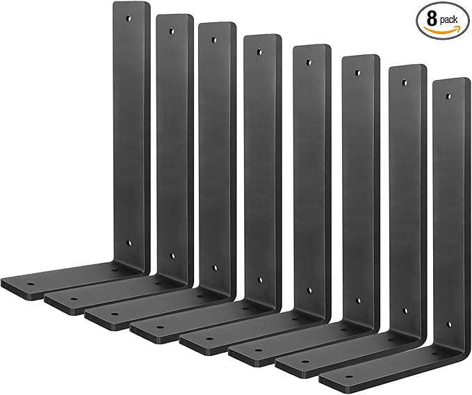 Heavy Duty Shelf Brackets 6 Inch (8 Pack), Rustic L Floating Shelf Brackets, Wall Shelf Bracket for DIY Decorative with Mounting Hardware