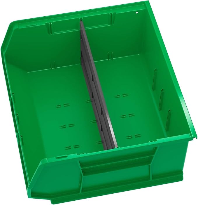 Akro-Mils 30250 AkroBins Plastic Storage Bins, Space-Saving Stackable Bins for Garage, Pantry, Craft Organization, 15-Inch x 16-Inch x 7-Inch, Green, 6-Pack