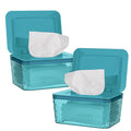 Wipes Dispenser, One-Handed Operation Wipe Holder for Baby & Adult, Seal-Designed Wipes Container for Bathroom Keep Diaper Wipes Fresh (2 Pack Green)