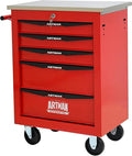 5 Drawers Tool Cart on Wheels with Stainless Steel Worktop, Heavy Duty Mobile Rolling Drawer Tool Chest with Locking Wheels & Lockable Drawers, Garage Tool Storage Cabinet (Red, 5 Drawers)