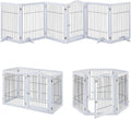 unipaws 144" Extra Wide Dog Gate and Pet Playpen, Free Standing Tall Dog Fence with Walk Through Door, Barriers for Home, Use as Indoor Dogs Cats Pen, Rabbit Pen, White