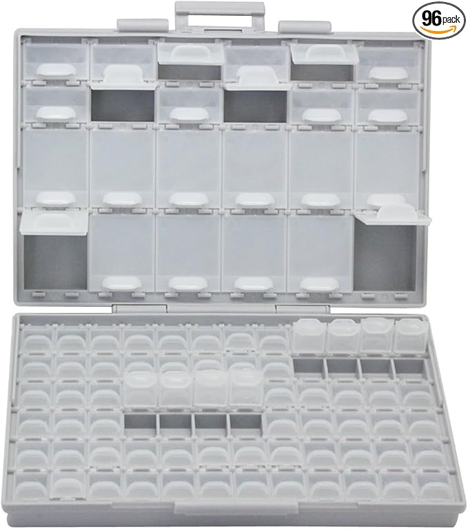 AideTek BOXALL96 96 Lids Enclosure SMD SMT Parts Organizer Surface Mount Box Labels