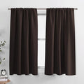 PONY DANCE Short Black Out Curtains 40 inch Long for Small Window, Rod Pocket Privacy Bathroom Draperies, Lighting Blocking Drapes for Basement(2 Panels Set,Chocolate Brown, W42 x L40 inches)
