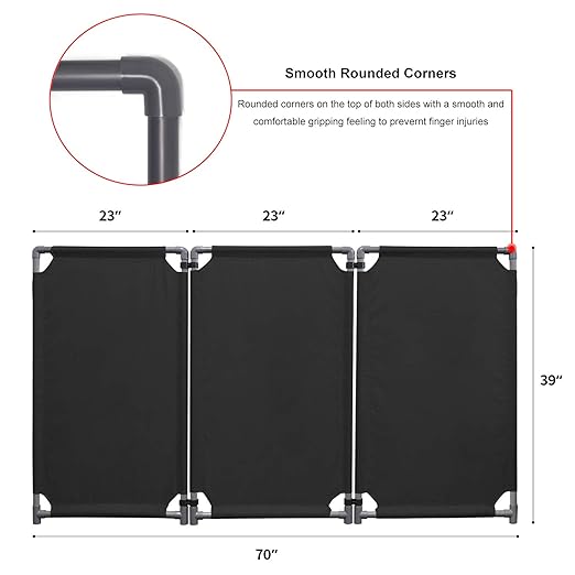 3 Panels Safety Barricade 5.8FT Foldable Security Sign Barrier Gate with Heavy Duty PVC Frame High Visibility Caution Symbol Crowd Control Restricted Area Pedestrian Barricade Traffic Fence Black