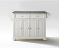 Kitchen Island with Granite Top - Full Size, Spacious Countertop, Portable Cart - White & Gray