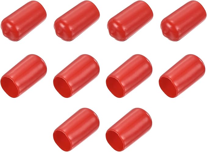 uxcell 10pcs Rubber End Caps 12mm(1/2") ID Vinyl Round End Cap Cover Screw Thread Protectors Red