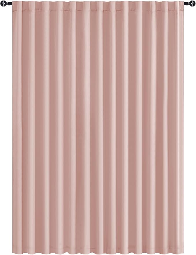 Hiasan Patio Sliding Door Room Divider Curtain Privacy Blackout Thermal Insulated Curtains with Back Tab & Rod Pocket for Bedroom Partition, Living Room Shared Office(100 x 96 Inches, Blush Pink)