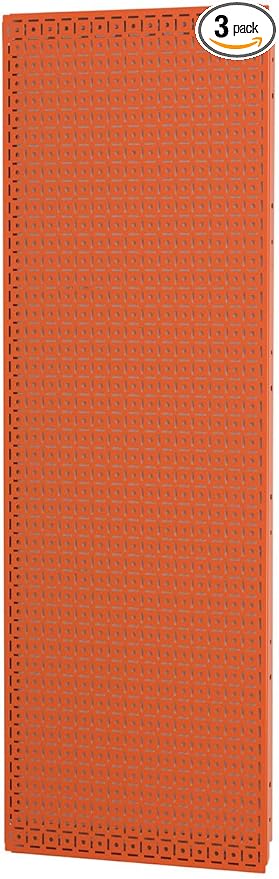 OmniWall Modular Metal Pegboard System, 16x48 inches, Steel Construction, Wall-Mounted Tool Storage (Orange, Vertical)