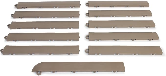 Big Floors Transition Edge Kit, Durable Interlocking Modular Garage Floor Edging, Compatible with RaceDeck, GarageTrac and GarageDeck Products (Beige, 11 Pack, Male)