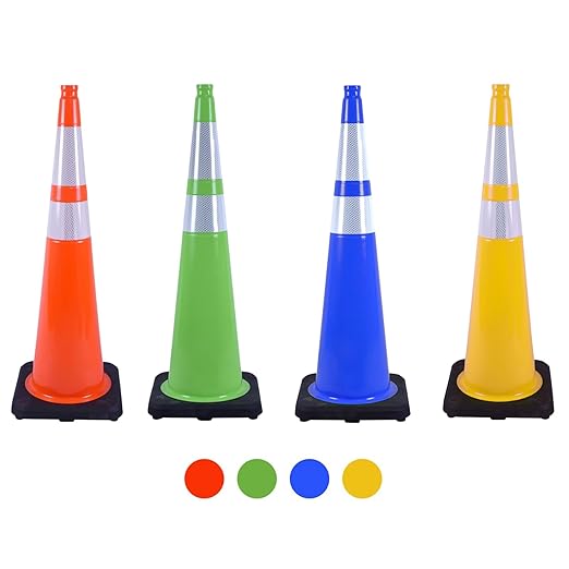 360 Pack 36" Blue Traffic Cones with Black Base – Large Bulk Safety Cones for Commercial Use, Road Work, and Event Setup (360, Blue, 36 Inch)