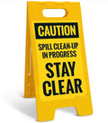 Caution Spill Cleanup in Progress Stay Clear Sidewalk Sign Kit, 10x16 Inches, with A Frame Stand, Made in USA