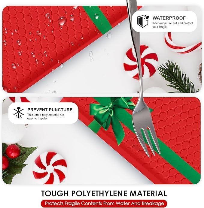 Christmas Poly Bubble Mailers | #4 Cushion Mailer, 9.5x14.5" | Self Seal | Holiday Themed, Red Green Gift Packaging Envelope | Xmas Padded Envelopes | Shipping Bags Mailing Envelopes | 100 pack Bulk