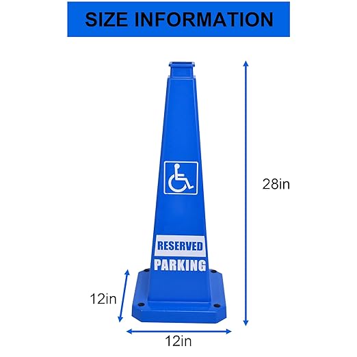 OrangeStar 3-Pack 28" Reserved Parking Cones, Large 4-Sided Message Safety Traffic Cones with Heavy Rubber Base for Indoor Outdoor Use, Parking Lot Control, Driveway Barriers, Blue
