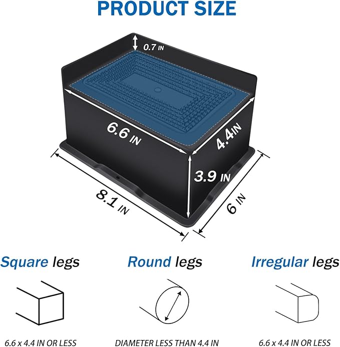 Bed Risers 4 Inch Heavy Duty,Oversized Couch Risers, Extra Wide Furniture Risers for Sofa Table Desk Headboard Chair Lifting,Rectangle Risering Blocks Support 6000 lbs(8 Pack Black