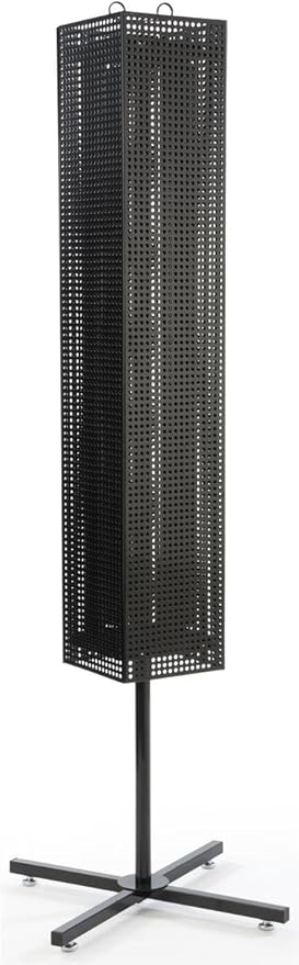 Floor Pegboard Spinner Rack, Magnetic, 68"H (Black Steel)