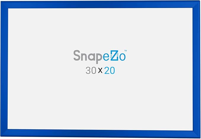 SnapeZo Poster Frame 20x30, Blue, 1.25 Inch Aluminum Profile, Front-Loading Snap Frame, Wall Mounting, Professional Series