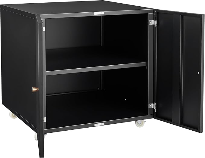 Print Mobile Printer Stand, Rolling Filing Cabinet, Lateral Office Filing Cabinet fits A4 or Letter Size for Home Office (Black, H23.62)