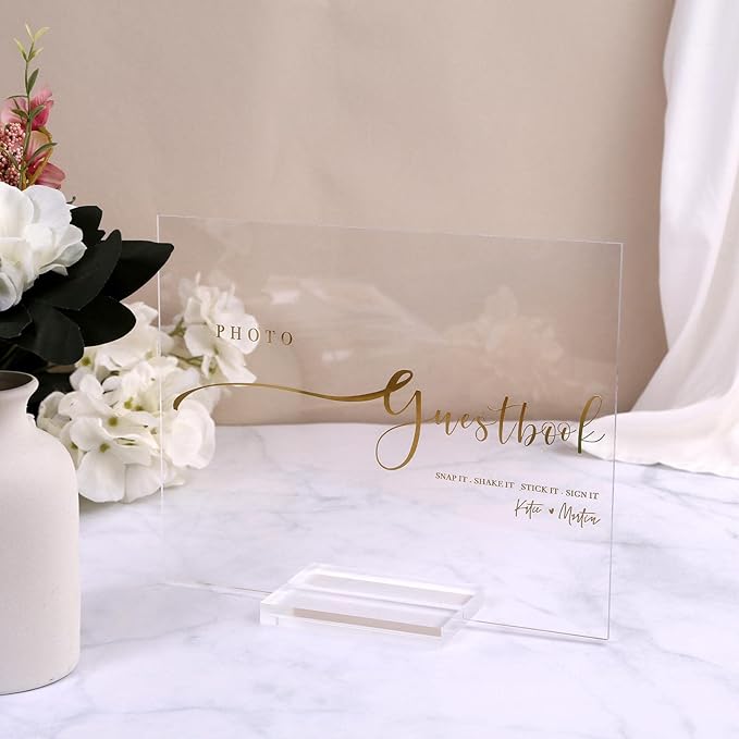 UNIQOOO 4" Clear Acrylic Stand | 6 Pack 3mm Slot Wedding Sign Holders, Perfect for Wedding, Table Number, Exhibition, Office, Restaurant, Business