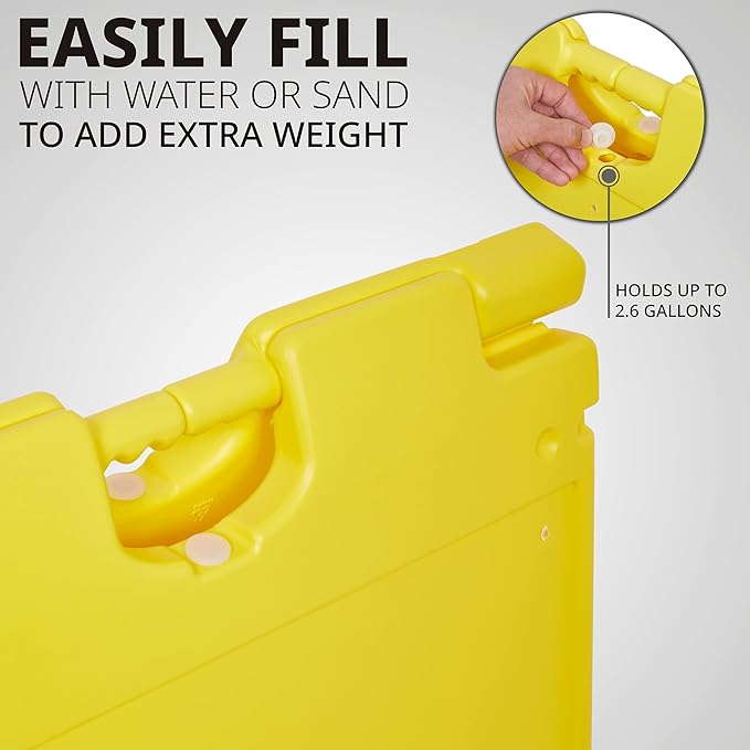 Jumbl A-Frame Signboard 22” x 28” Display Surface – Large Outdoor Sandwich Board w/Weather Resistant PVC Sign Protector & Sand Fill Holes – Dual Signage Stand for Storefront Sidewalk Curb (Yellow)