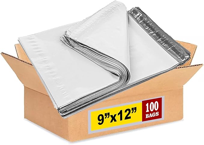 iMBAPrice 100 - 9x12 Premium Matte Finish Self-Sealing Non-Padded White Poly Mailers/Mailing Envelopes/Bags (iMBA-3PM-100)