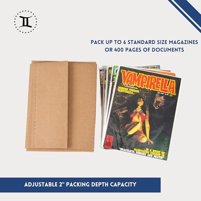 Gemini Magazine and Comic Book Mailers for Shipping (8.5x11x2’’ – 100 Mailers + 100 Fillers) | Protective Fillers for Extra Support | US-Made, Expandable, Great for Shipping Documents, Photos & More.