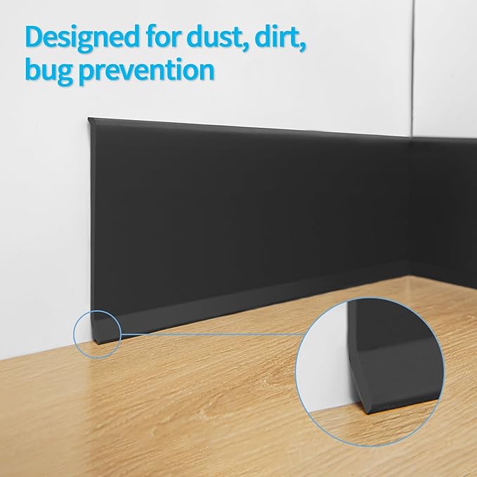 Art3d 20ft Vinyl Wall Baseboard Trim Peel and Stick for Wall Edges, Furniture Decoration, Wall Molding Trim Black