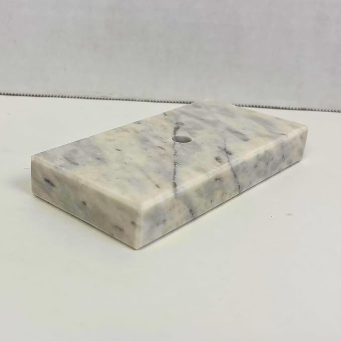 Genuine Marble Trophy Base – Polished Beveled Display Stand with Center Hole, 3/4" Thick, Multiple Sizes for Awards, Crafts & 3D Prints (White Marble, 2.5x5 inch)