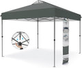 PHI VILLA 10x10ft 1-Person Setup Pop Up Canopy Tent Instant Portable Shelter w/ 1-Button Push, Case, 4 Weight Bags - Gray