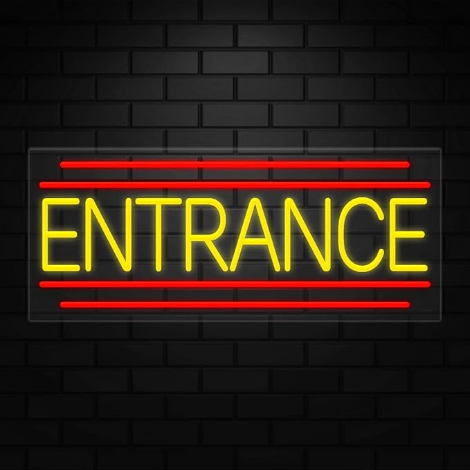 Entrance Neon Sign for Retail Displays | Value priced LED Flex Neon | Electronic Light Up LED Sign for Windows/Walls | 32"W x 13"H x 1"D