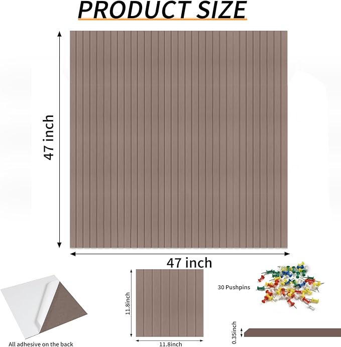 Large Felt Bulletin Board 47x47 Inch, 16pcs Peel and Stick Felt Wall Tiles Modern Push Pin Board for Wall Organization