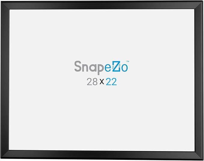 SnapeZo Poster Frame 22x28, Black, 1.25 Inch Aluminum Profile, Front-Loading Snap Frame, Wall Mounting, Professional Series