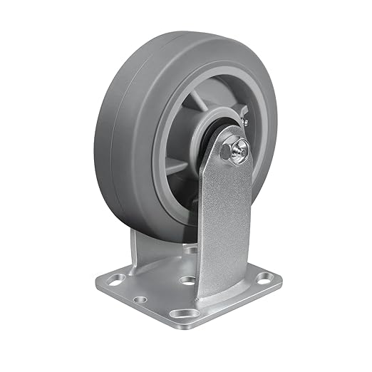 6'' × 2'' Caster Wheel, Heavy Duty Industrial Caster, Rubber Wheels with Roller Bearing, Load 900lbs per Casters for Cart Dolly Toolbox Trolley (1 Rigid)