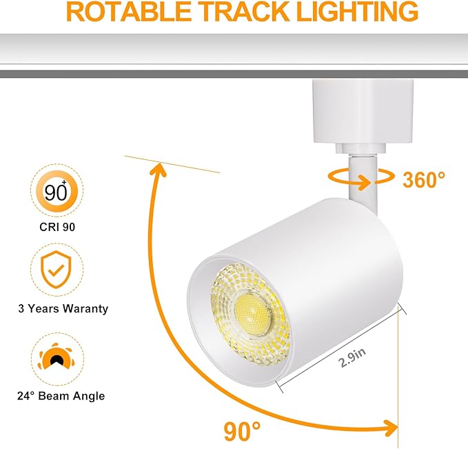 VANoopee 16-Light LED Track Lighting Kit with 13FT H Type Track Rails, Dimmable Track Light Heads Bright Ceiling Spotlight Fixture for Kitchen Accent Art, 3000K Warm White, No Flicker 10W 800lm White