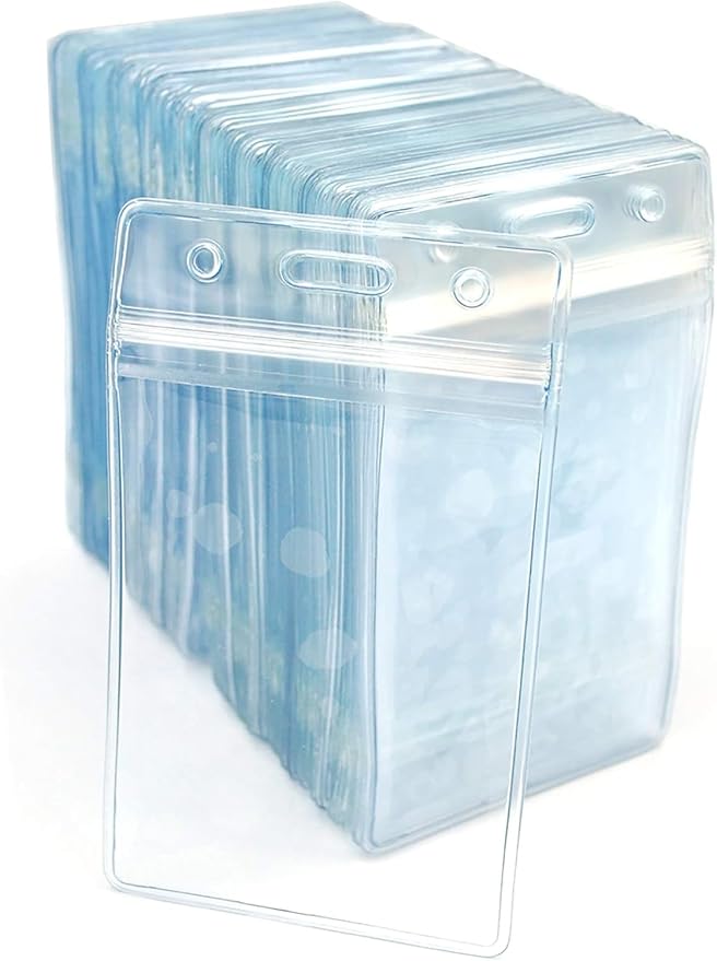 Name Tag 100 Pack Badge ID Card Holders Clear Plastic Vertical Premium Badge Holder
