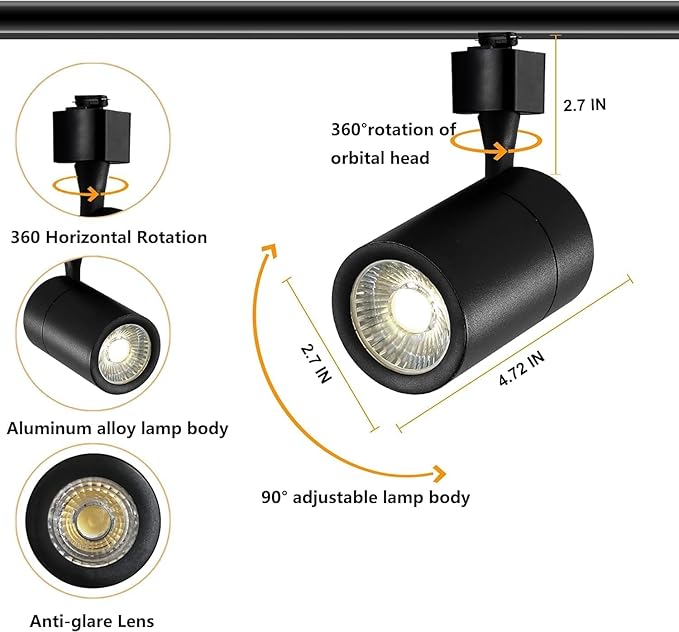 H Type LED Track Lighting Heads Kit, 8 Heads 20W 2700lm High Brightness Track Lighting System with 9.8ft (4.92 * 2) Track Rail, 3000K Warm White Adjustable Angled Track Light
