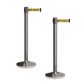 CCW Set of 2 Retractable Belt Barriers Stanchion, Polished Stainless Steel Post, RBB-100 (9 Foot Belt, Yellow"Danger - Keep Out" Black Letters Belt)